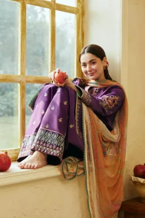 3 Pcs Women's Embroidered Suit - Image 5