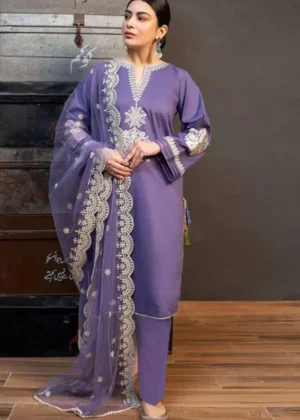 3 Pcs Women's Unstitched Embroidered Suit