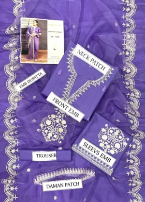 3 Pcs Women's Unstitched Embroidered Suit - Image 5