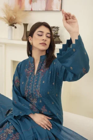 3 Pc Unstitched Embroidered Suit - Image 3
