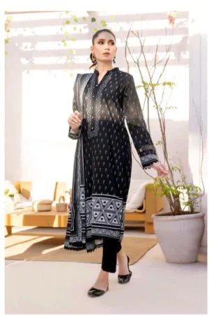 3 Pc Unstitched Printed Suit - Image 3