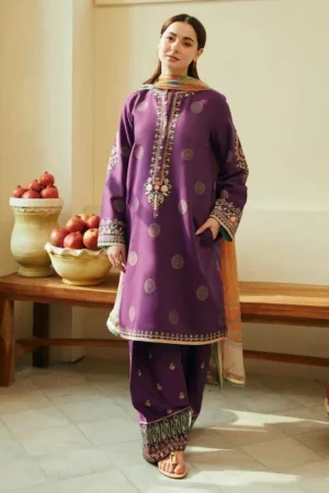 3 Pcs Women's Embroidered Suit - Image 2